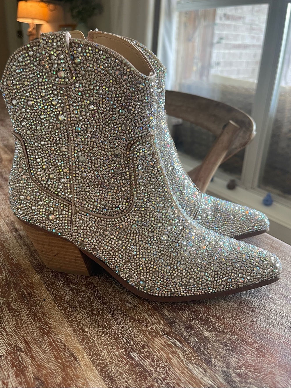 Betsey Johnson Silver Crystal & Pearl Embellished Ankle Bootie - Picture 7 of 8